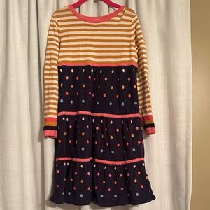 Hanna Andersson Mustard Stripe and Navy Polka Dot Dress